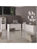 Conjunto Escritório Office Escrivaninha Balcões Gaveteiro Ve - Branco Branco