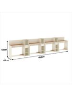 Conjunto De Escritório Tech 3 Livreiro E 4 Mesas 90cm - Vian - Off White E Cedro Off White E Cedro