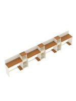 Conjunto De Escritório Tech 3 Livreiro E 4 Mesas 90cm - Vian - Off White E Cedro Off White E Cedro