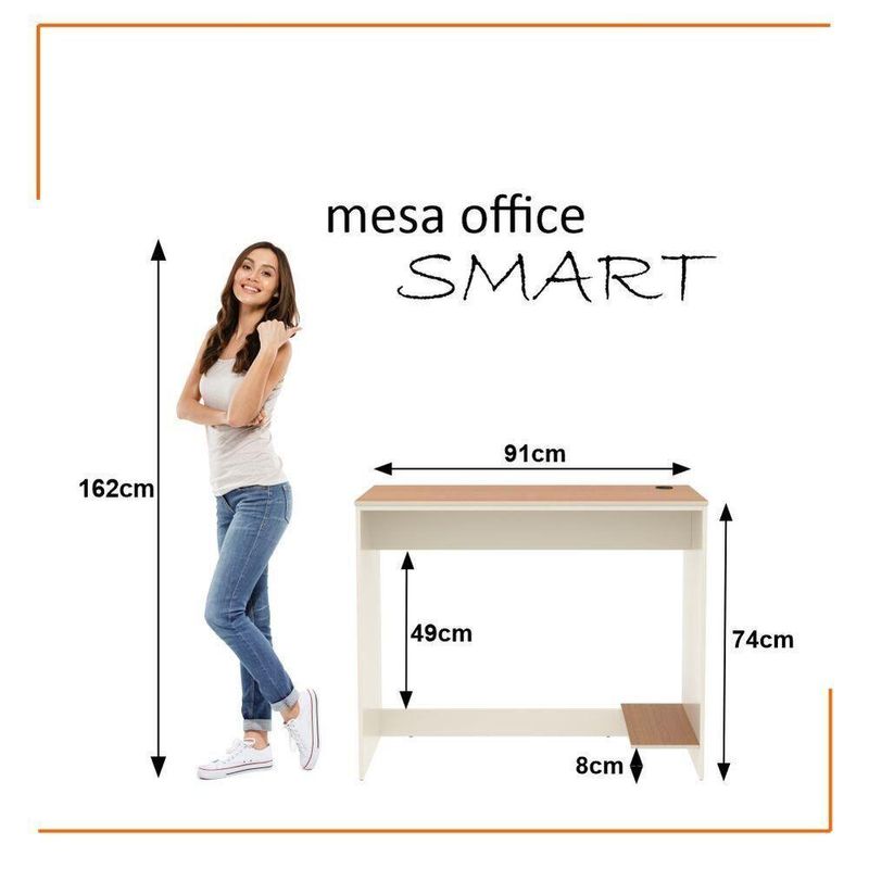 Conjunto De Escritório 4 Peças Tech Office 2 Mesas E 2 Apara - Off White E Cedro Off White E Cedro