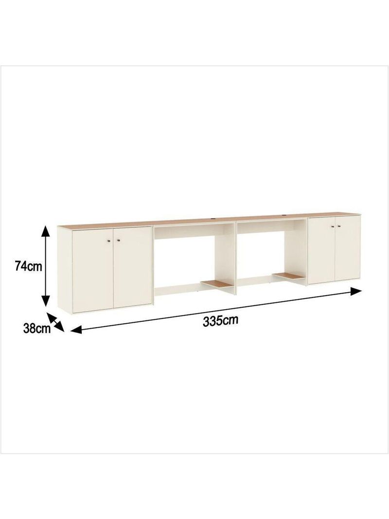 Conjunto De Escritório 4 Peças Tech Office 2 Mesas E 2 Apara - Off White E Cedro Off White E Cedro