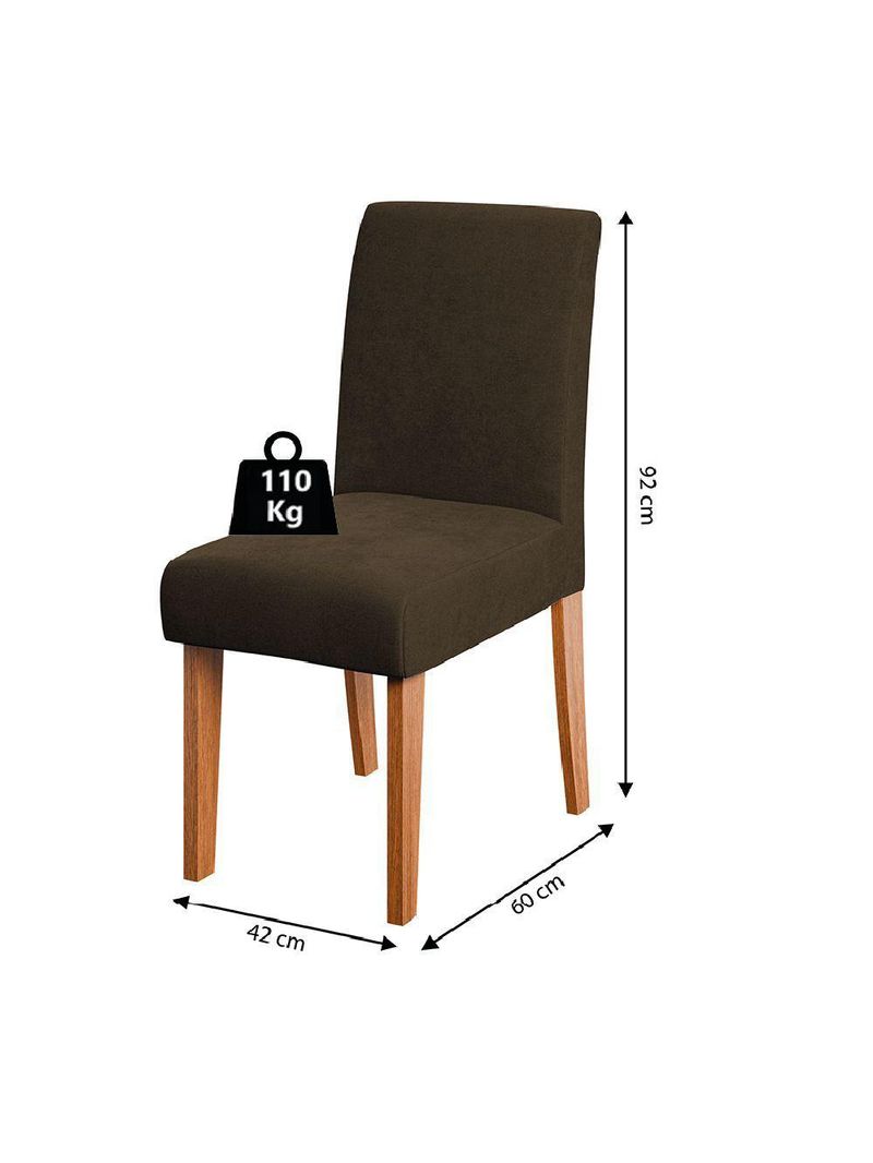 Conjunto De Mesa Sala De Jantar Tampo Com Vidro 1,80m Grécia 6 Cadeiras Trieste Dobuê Madeirado/chocolate