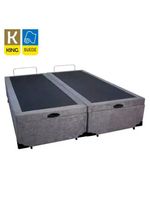 Cama Box Baú King Bipartido Suede Serene Cinza 192x203x44