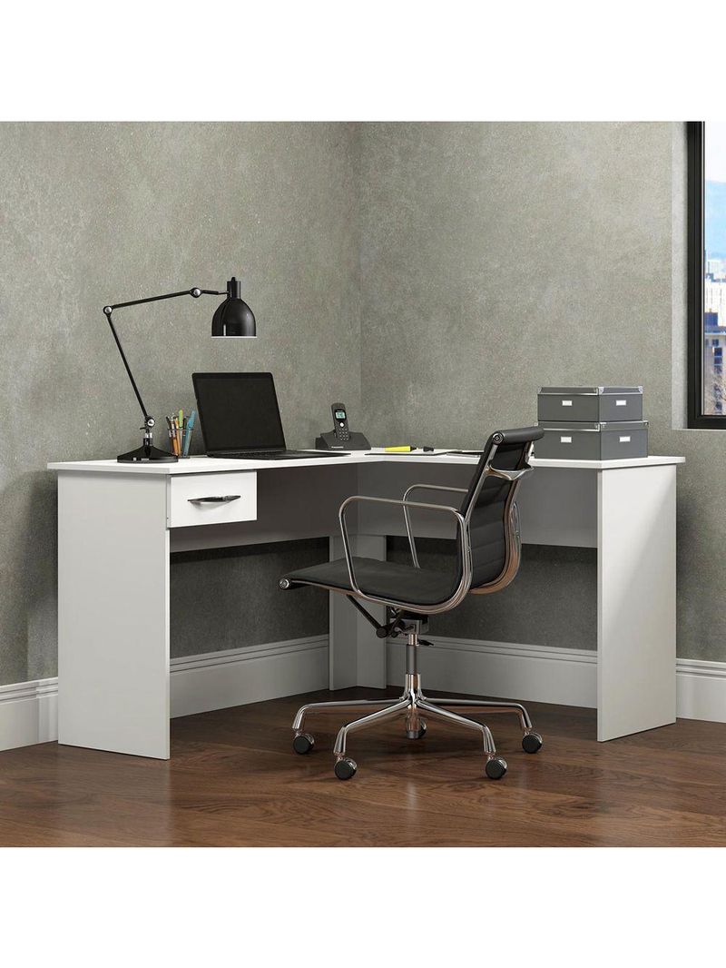Mesa Para Escritório Escrivaninha De Canto 1 Gaveta Menu Móveis Branco