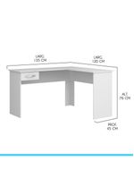Mesa Para Escritório Escrivaninha De Canto 1 Gaveta Menu Móveis Branco