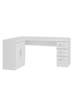Mesa Escritório De Canto Home Office 2 Portas 3 Gavetas Menu Móveis Branco