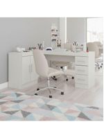 Mesa Escritório De Canto Home Office 2 Portas 3 Gavetas Menu Móveis Branco