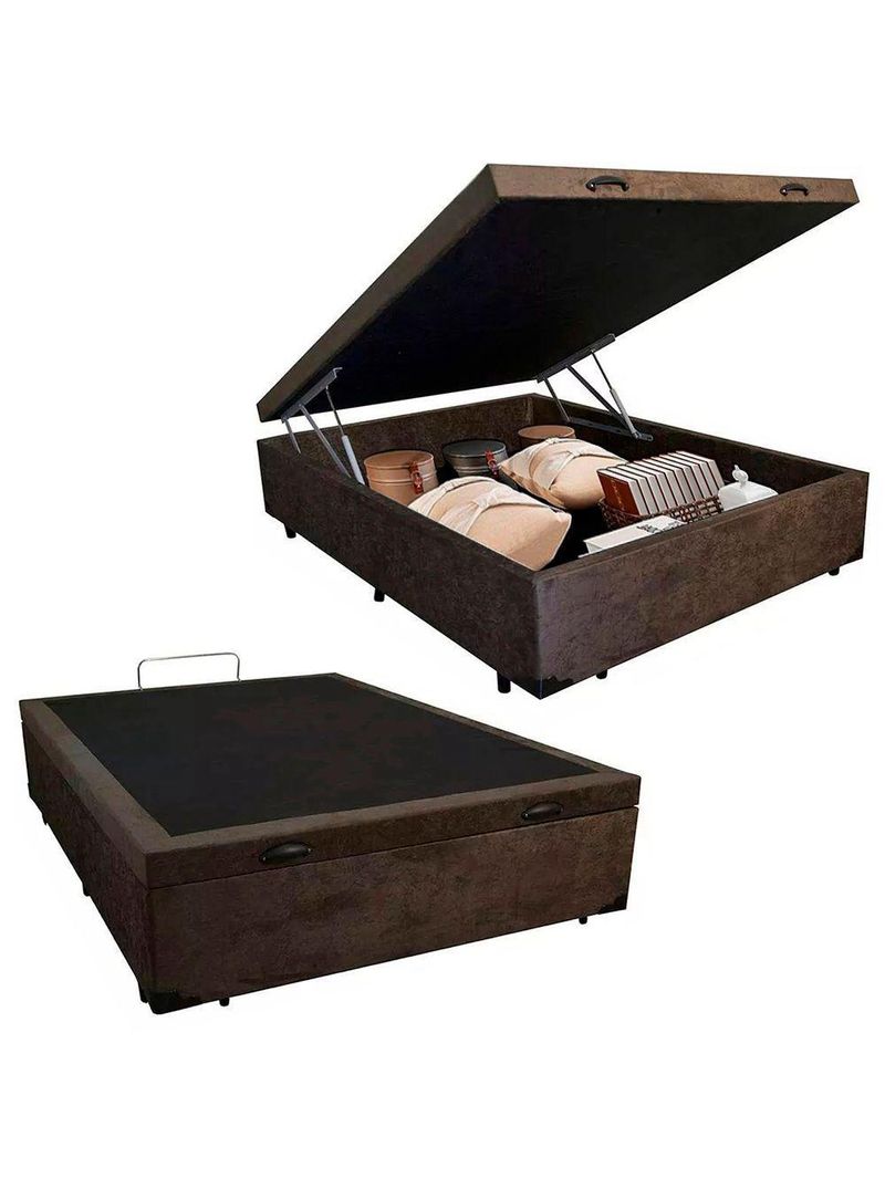 Cama Box Baú Casal Suede + Colchão De Espuma D33 - Sereneprime - 138cm Cor:marrom