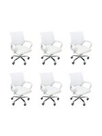 Kit 6 Cadeiras Escritório Oficial Begônia Ergonômico Branco