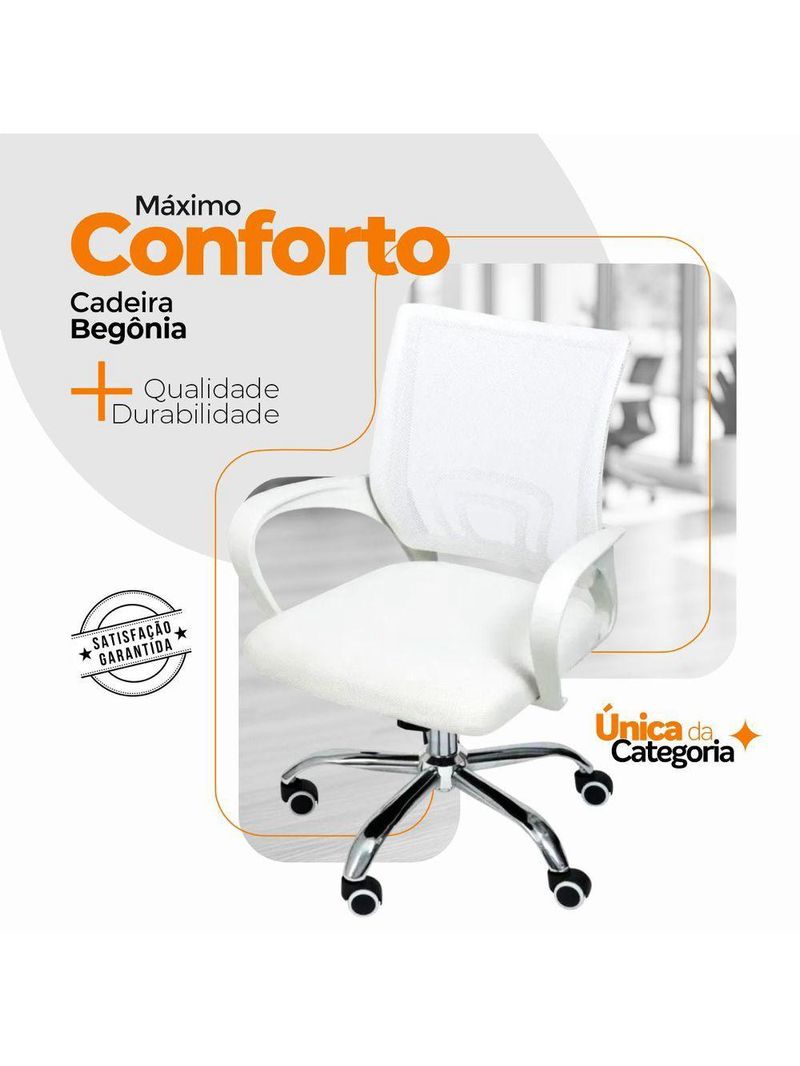 Kit 6 Cadeiras Escritório Oficial Begônia Ergonômico Branco