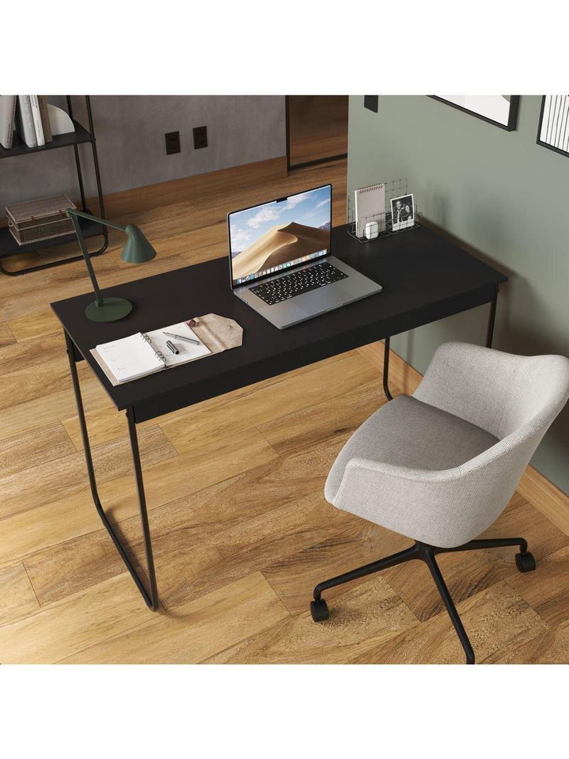 Mesa De Estudos Escrivaninha Home Office Industrial Criare Quarto Escritório Bancada Simples Preto