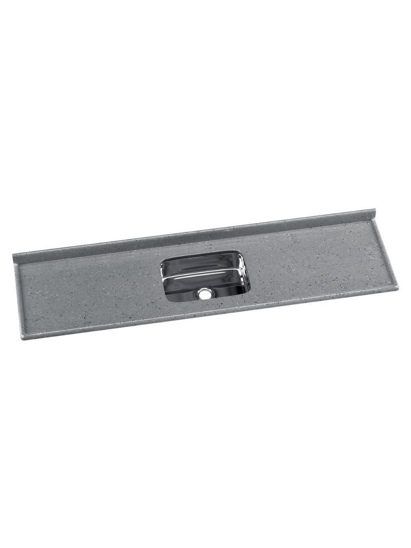 Pia De Cozinha Mármore Sintético 199x55cm Com Cuba Aço Inox Multimóveis CR20477 Cinza