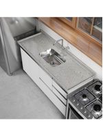 Pia De Cozinha Mármore Sintético 199x55cm Com Cuba Aço Inox Multimóveis CR20477 Cinza