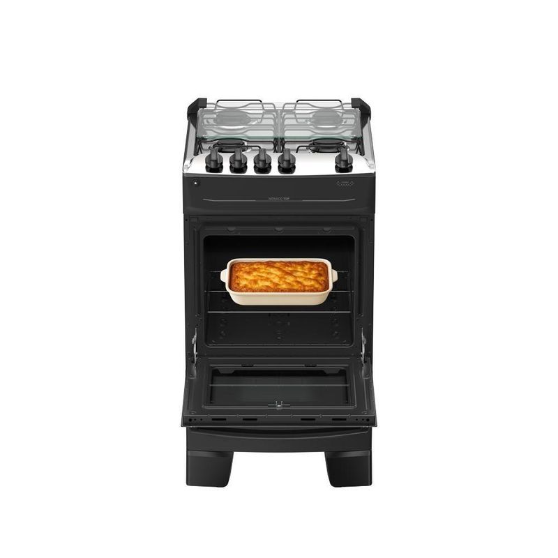 Fogão 4 Bocas Atlas Mônaco Top Mesa De Inox A Gás Preto Bivolt