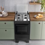 Fogão 4 Bocas Atlas Mônaco Top Mesa De Inox A Gás Preto Bivolt