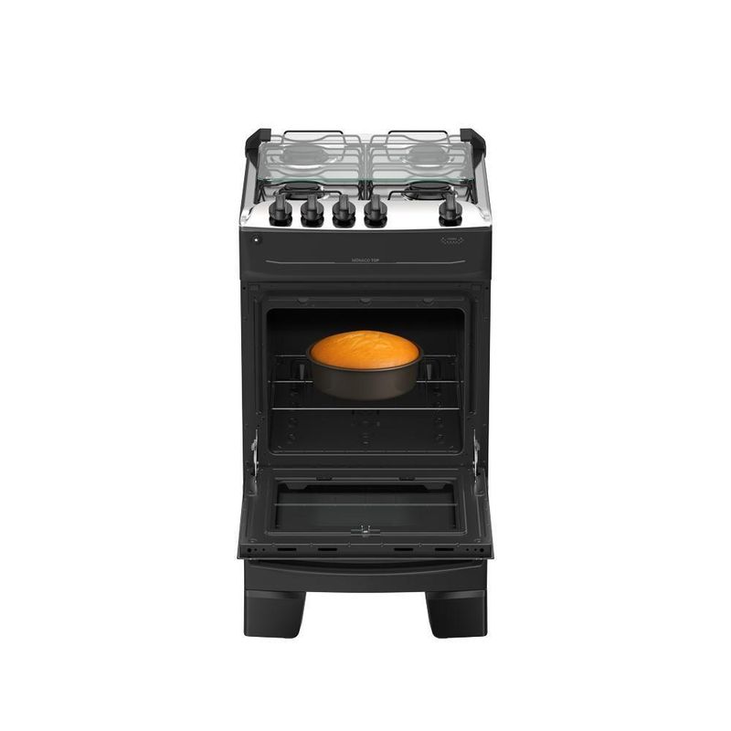 Fogão 4 Bocas Atlas Mônaco Top Mesa De Inox A Gás Preto Bivolt