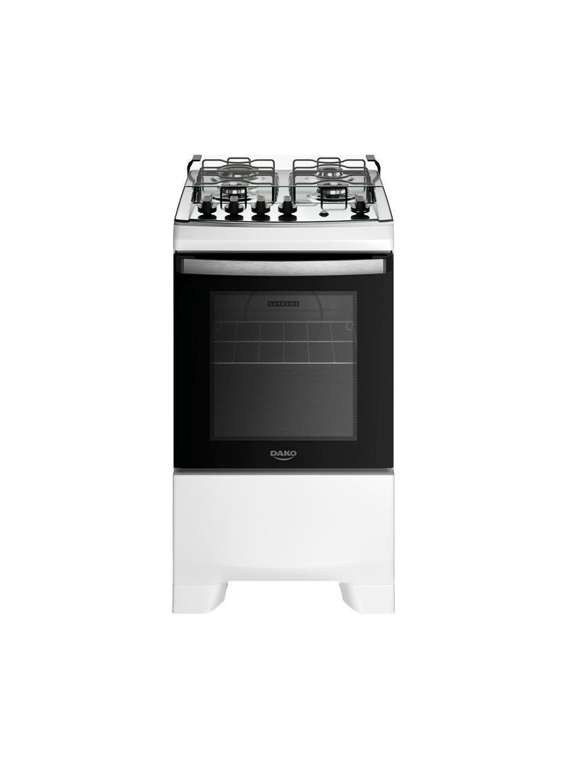 Fogão 4 Bocas Branco Com Mesa Inox Dako Supreme Bivolt