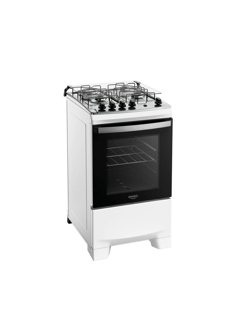 Fogão 4 Bocas Branco Com Mesa Inox Dako Supreme Bivolt