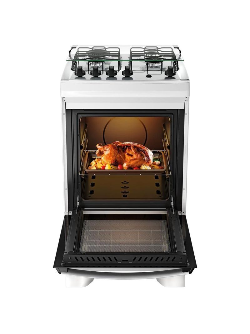 Fogão 4 Bocas Branco Com Mesa Inox Dako Supreme Bivolt