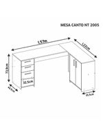 Mesa De Canto Em L Para Escritório Com 2 Gavetas E 3 Portas