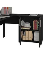 Mesa De Canto Em L Para Escritório Com 2 Gavetas E 3 Portas