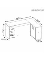 Mesa De Canto Em L Para Escritório Com 2 Gavetas E 3 Portas