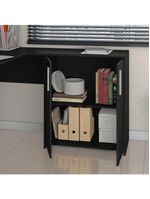 Mesa De Canto Em L Para Escritório Com 2 Gavetas E 3 Portas