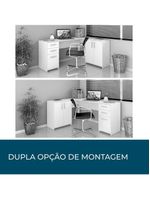 Mesa De Canto Em L Para Escritório Com 2 Gavetas E 3 Portas