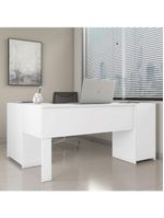 Mesa De Canto Em L Para Escritório Com 2 Gavetas E 3 Portas