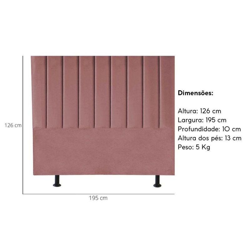 Cabeceira Estofada Cama Box King 195 Cm Sophia Carla Suede Cor:rosê