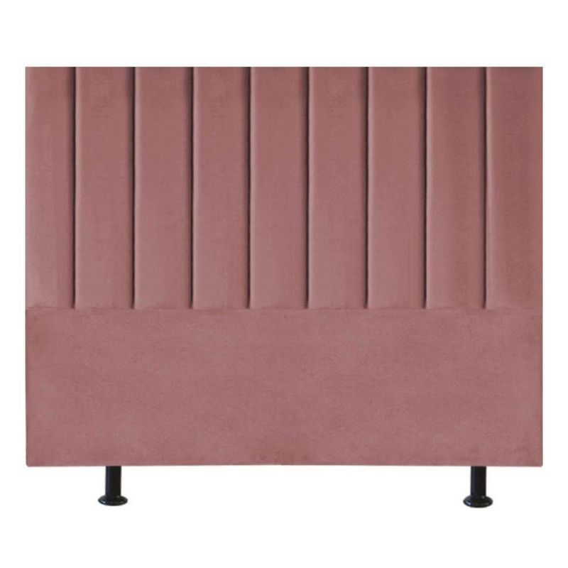 Cabeceira Estofada Cama Box King 195 Cm Sophia Carla Suede Cor:rosê