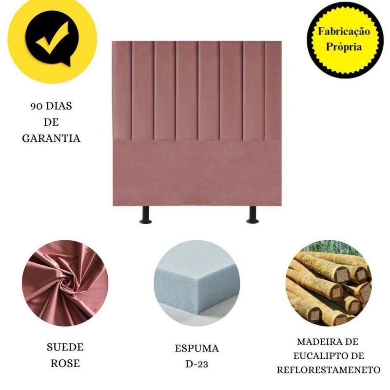 Cabeceira Estofada Cama Box King 195 Cm Sophia Carla Suede Cor:rosê