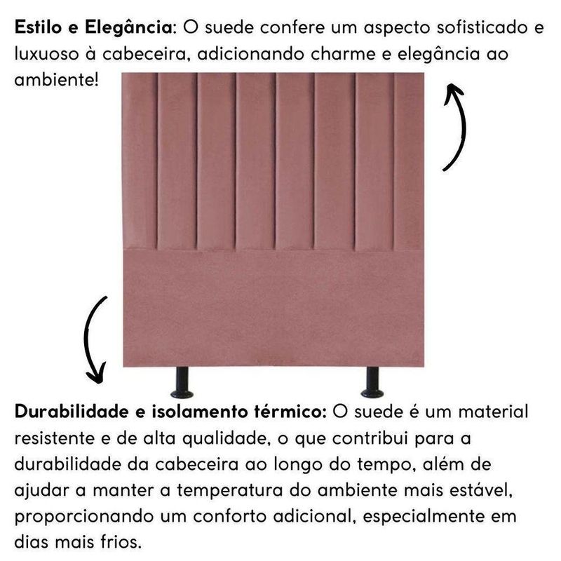 Cabeceira Estofada Cama Box King 195 Cm Sophia Carla Suede Cor:rosê