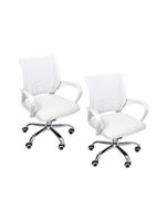 Kit 2 Cadeiras Escritório Oficial Begônia Ergonômico Branco