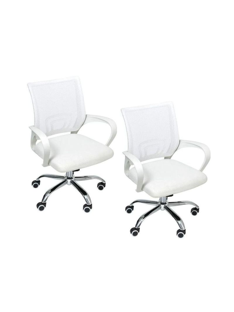 Kit 2 Cadeiras Escritório Oficial Begônia Ergonômico Branco