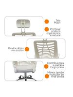 Kit 6 Cadeiras Escritório Diretor Mesh Encosto Branco + E-book
