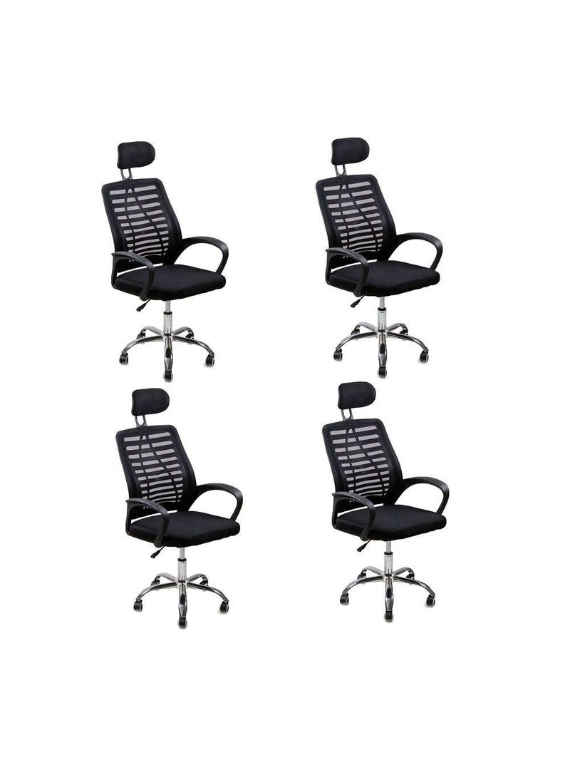 Kit 4 Cadeiras Escritório Oficial Diretor Tela Mesh Encosto