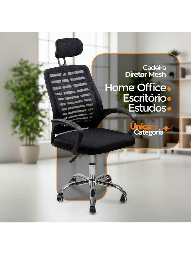 Kit 4 Cadeiras Escritório Oficial Diretor Tela Mesh Encosto