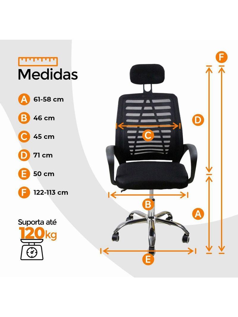 Kit 4 Cadeiras Escritório Oficial Diretor Tela Mesh Encosto