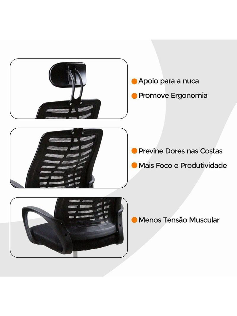 Kit 4 Cadeiras Escritório Oficial Diretor Tela Mesh Encosto