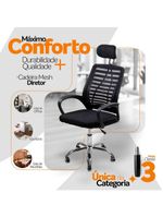 Kit 8 Cadeiras Escritório Diretor Tela Mesh Encosto + E-book