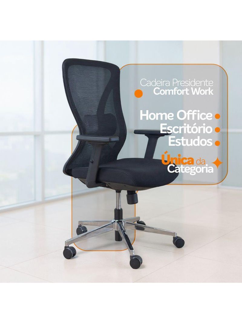 Kit 2 Cadeiras De Escritório Diretor Ergonômica Oficial Corporativa Work Sem Apoio