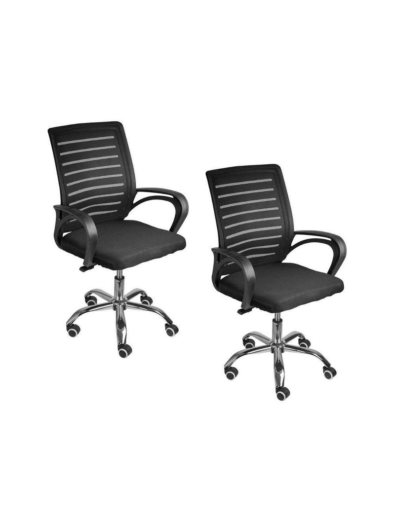 Kit 2 Cadeiras De Escritório Secretaria Diretor Roma Ergonômica