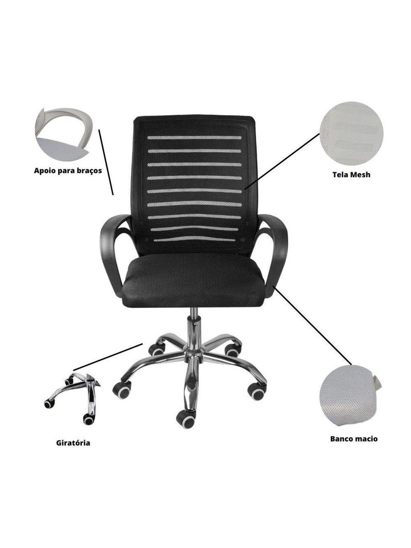 Kit 2 Cadeiras De Escritório Secretaria Diretor Roma Ergonômica