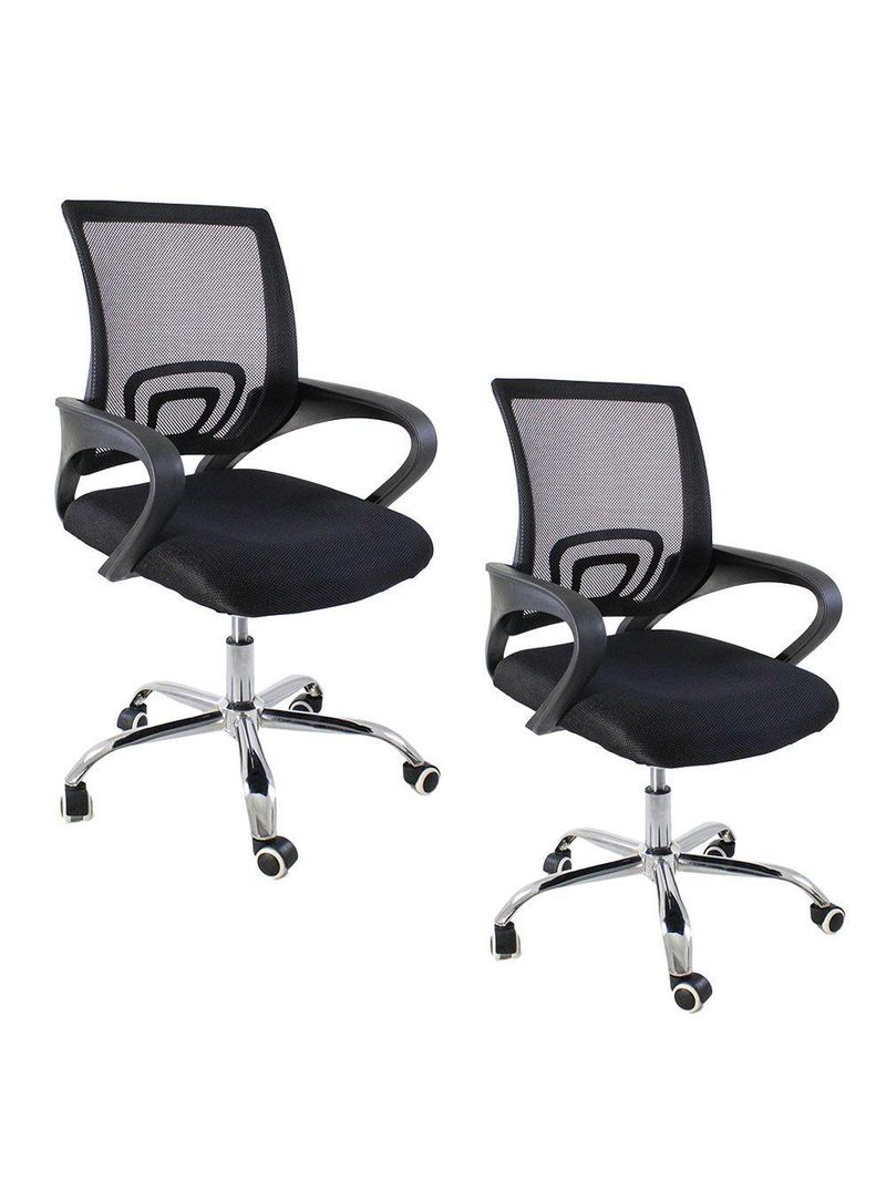 Kit 2 Cadeiras Escritório Oficial Begônia Ergonômico Preto