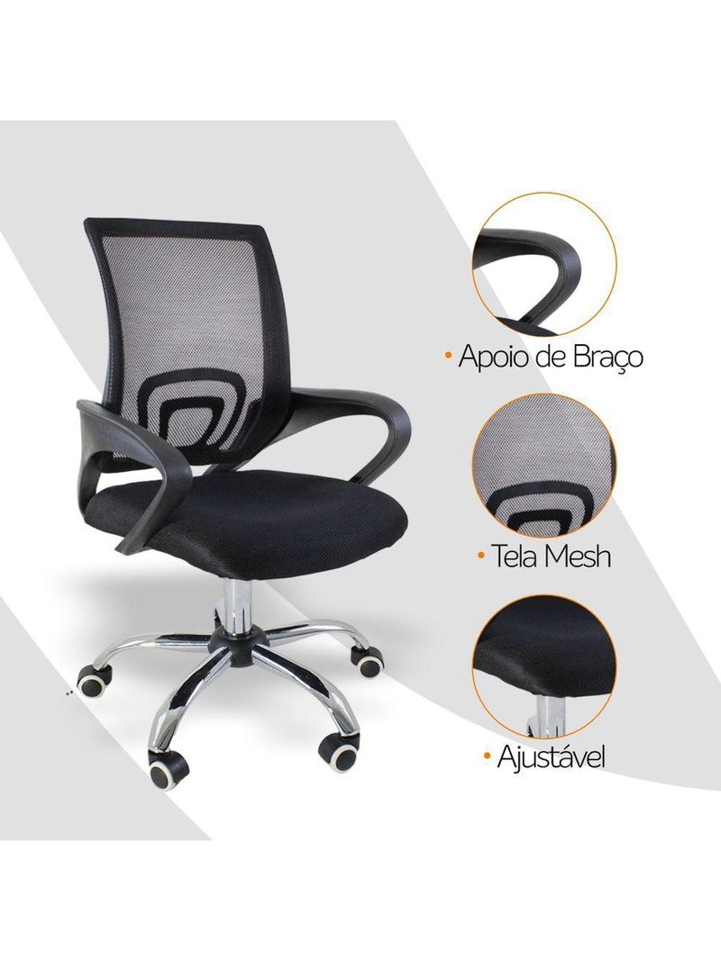 Kit 2 Cadeiras Escritório Oficial Begônia Ergonômico Preto