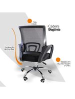 Kit 2 Cadeiras Escritório Oficial Begônia Ergonômico Preto