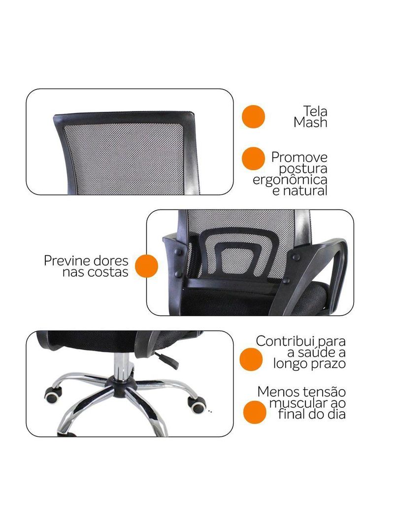 Kit 2 Cadeiras Escritório Oficial Begônia Ergonômico Preto