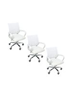 Kit 3 Cadeiras De Escritório Begonia Tela Mesh Ergonômico Branco