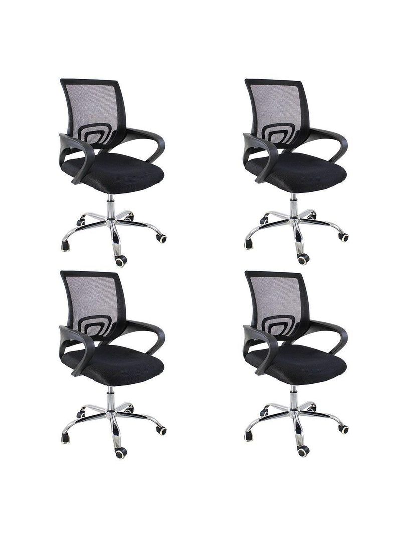 Kit 4 Cadeiras Escritório Oficial Begônia Ergonômica Preto
